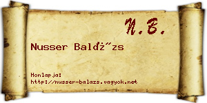 Nusser Balázs névjegykártya
